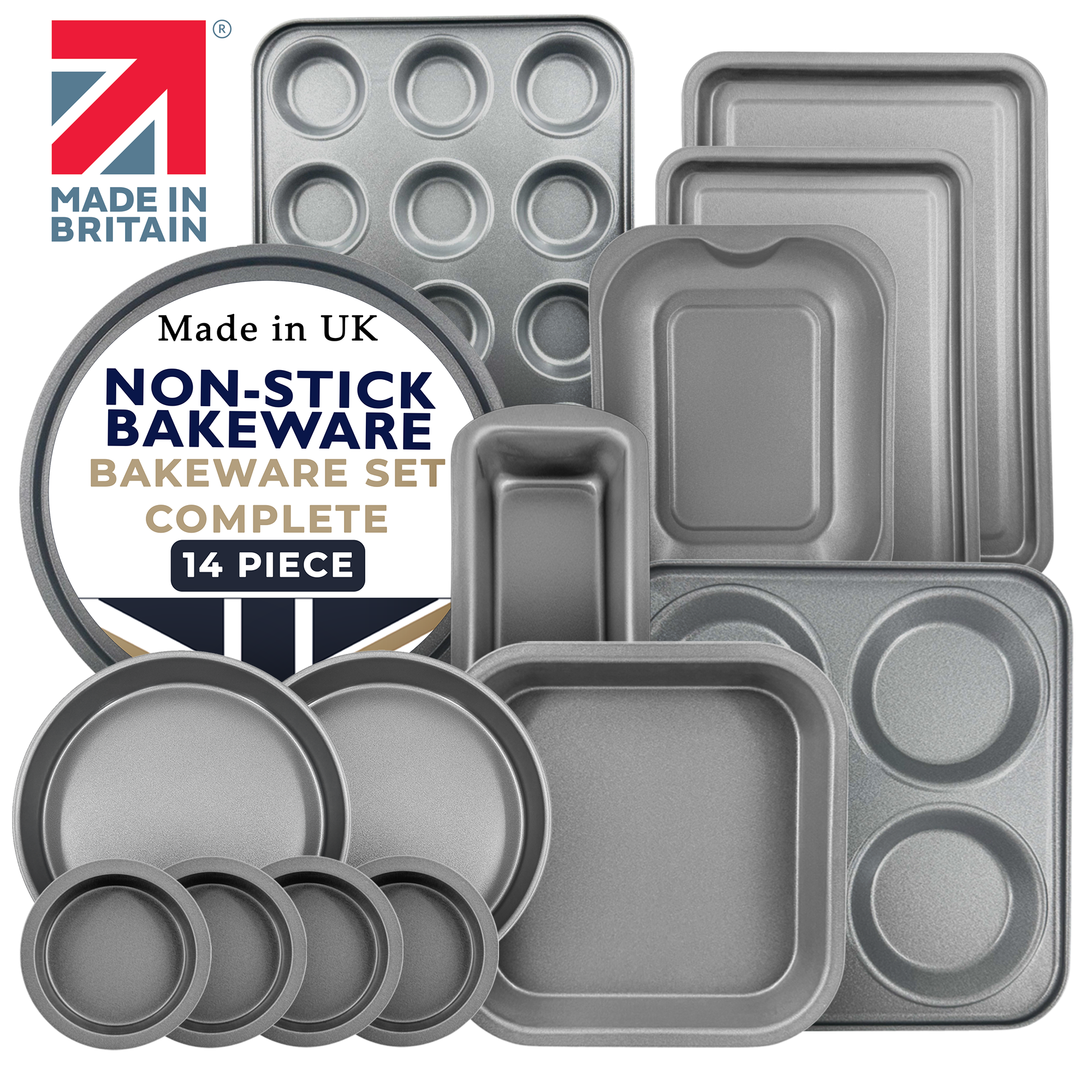 14-Piece Non-Stick Bakeware Set | Made in UK | Great British Bakeware ...