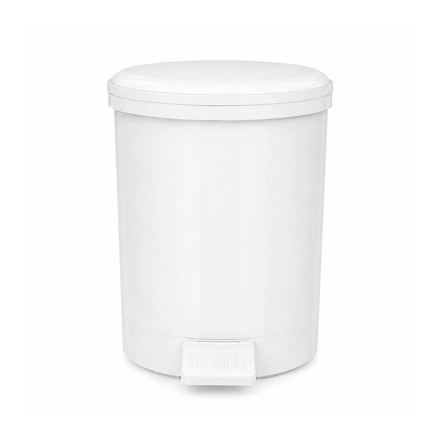 Large white bathroom pedal bin with 20L capacity for family bathrooms, offices and shared washroom spaces