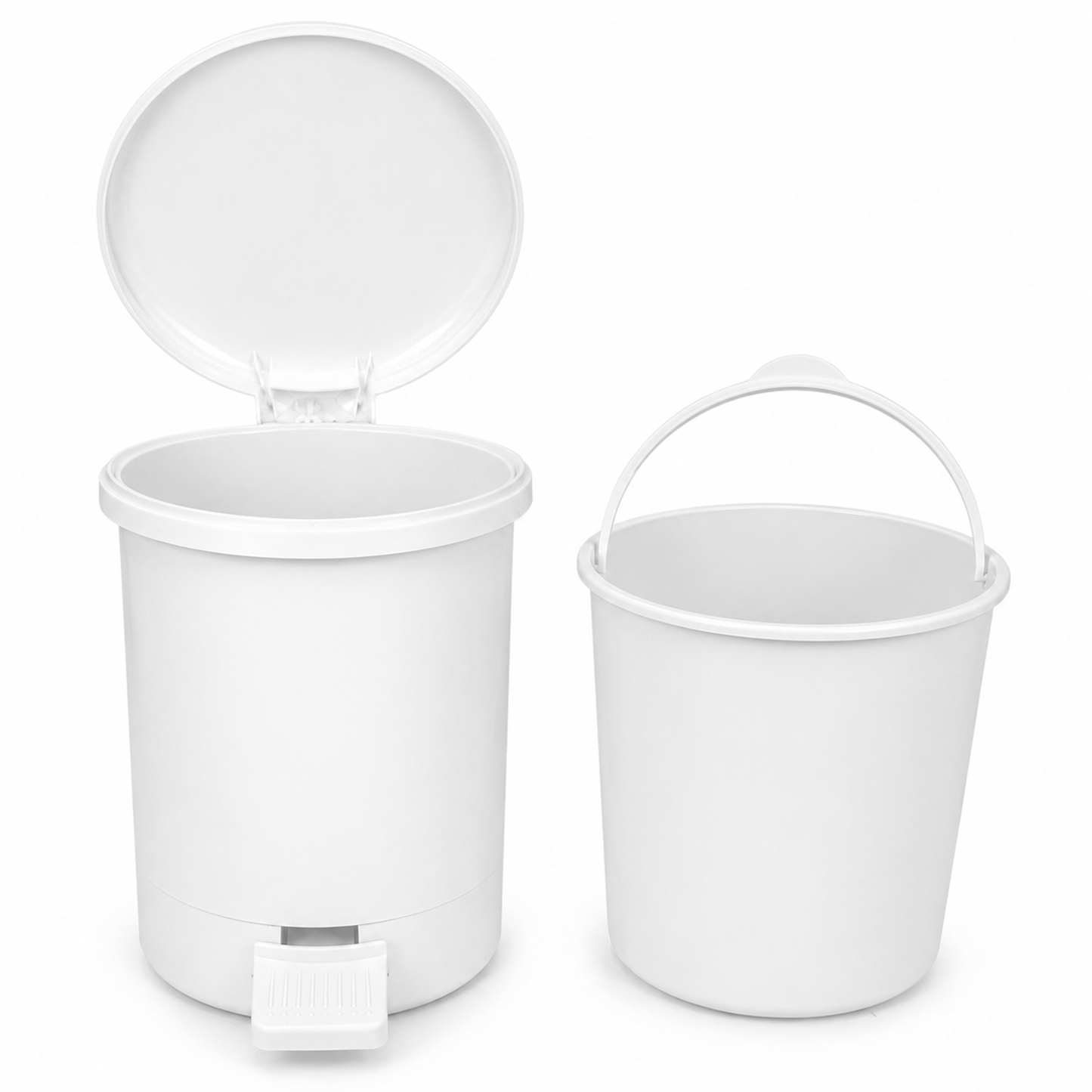 White 20L waste bin with fitted lid to keep bathroom, office and washroom rubbish neatly covered