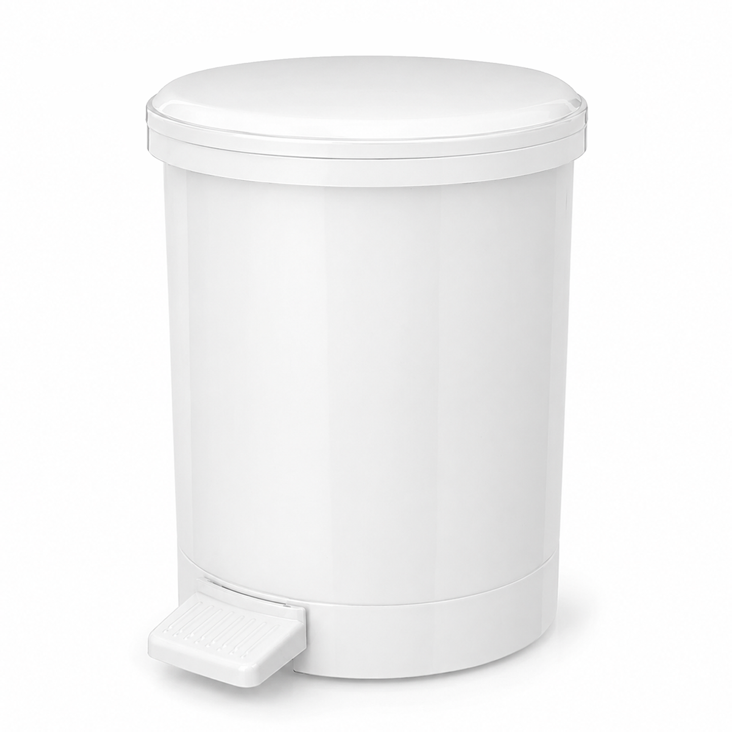 Chabrias 12L white bathroom pedal bin with lid and removable inner bucket for toilets, ensuites and washrooms