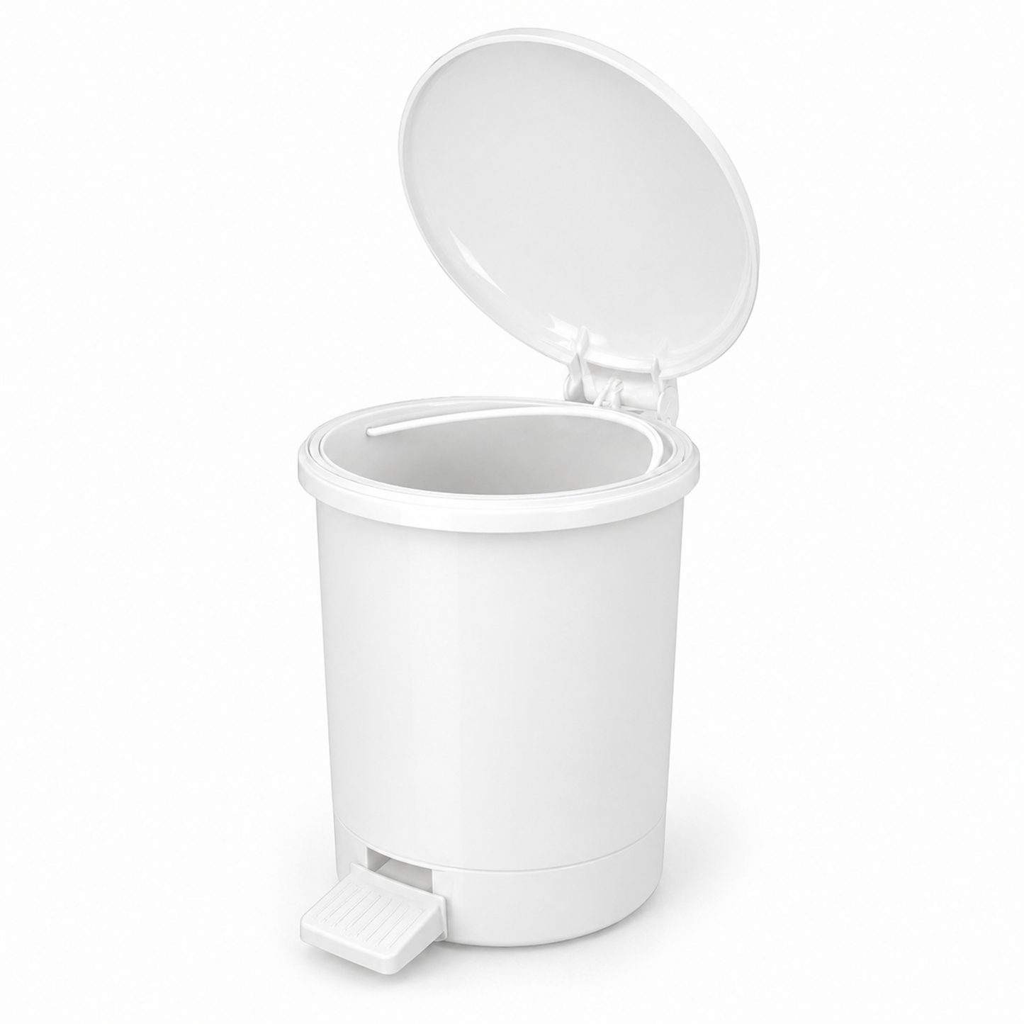3 Litre White Plastic Pedal Bin with Removable Inner Bucket | Compact Bathroom, Toilet, Office & Bedroom Waste Bin