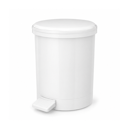 Chabrias 3L white bathroom pedal bin with lid and removable inner bucket for toilets, ensuites and cloakrooms