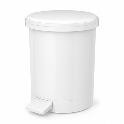 3 Litre White Plastic Pedal Bin with Removable Inner Bucket | Compact Bathroom, Toilet, Office & Bedroom Waste Bin