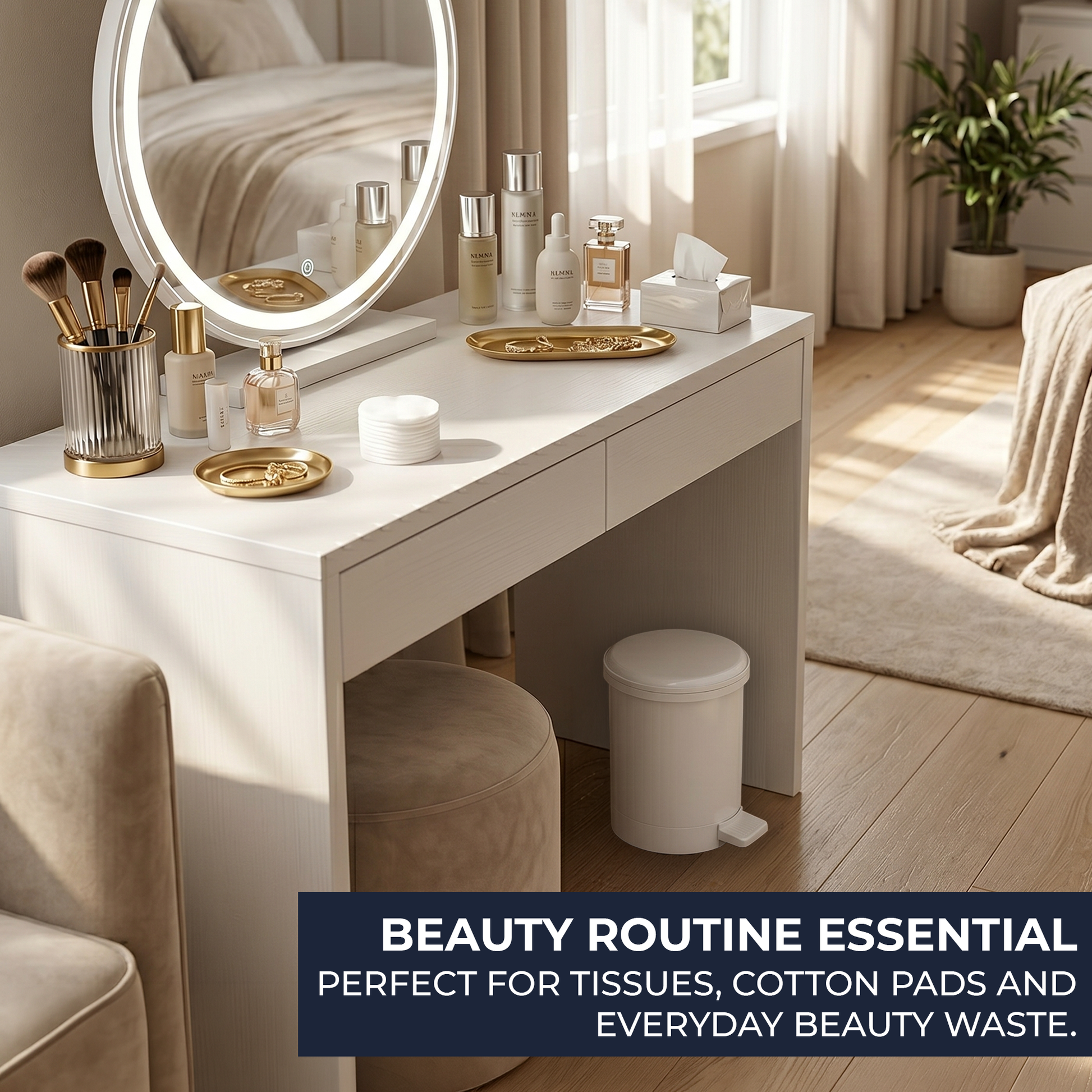 White bathroom pedal bins for hotels, guest houses, serviced apartments, Airbnb rentals and guest en suites