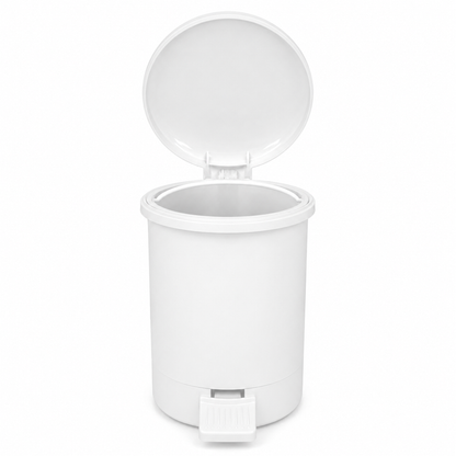 3 Litre White Plastic Pedal Bin with Removable Inner Bucket | Compact Bathroom, Toilet, Office & Bedroom Waste Bin