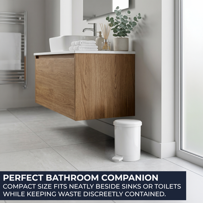 Commercial pack of compact 3L washroom bins for cleaners, property managers, offices and multi-room buildings
