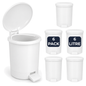 Chabrias 6L white bathroom pedal bin with lid and removable inner bucket for toilets, ensuites and cloakrooms