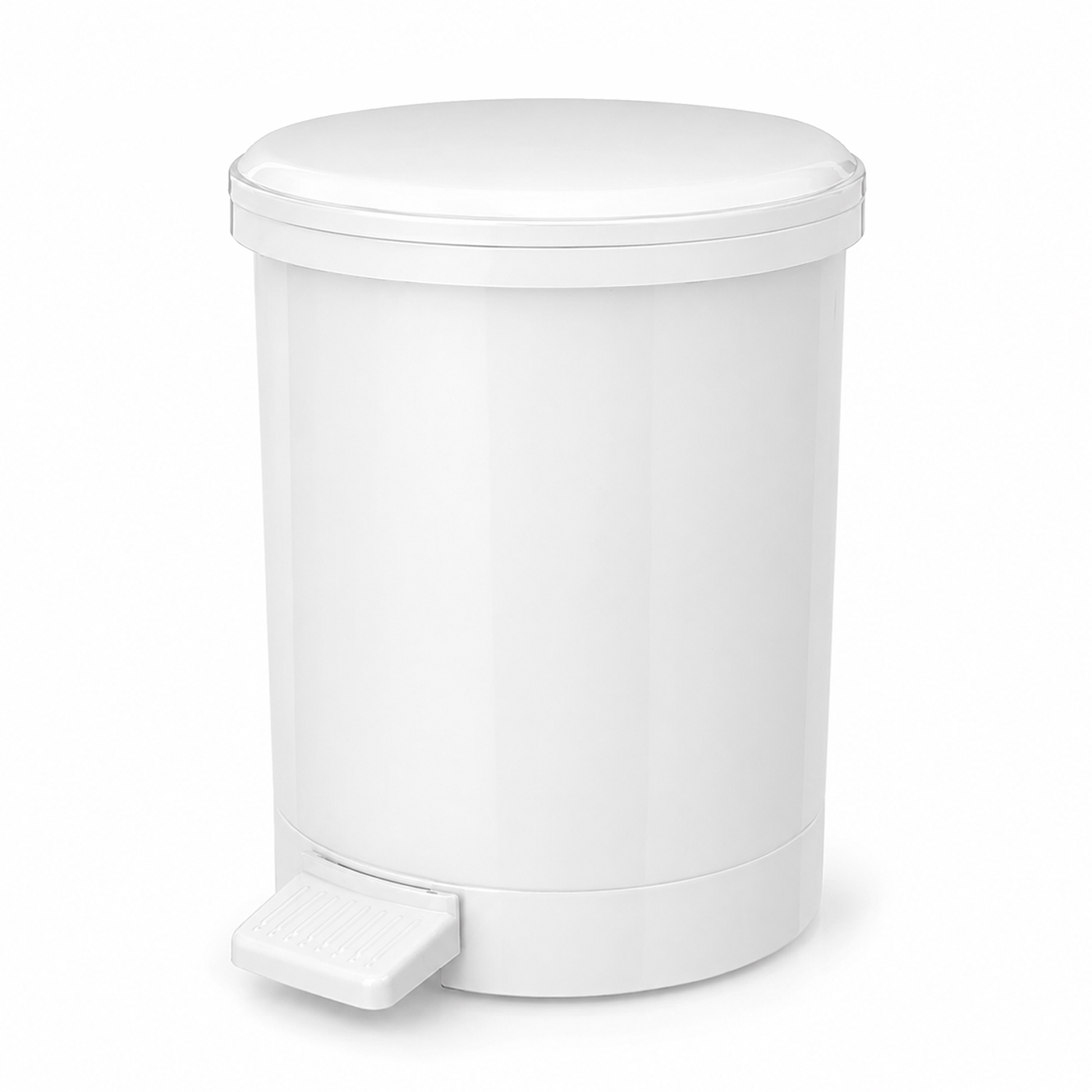Chabrias 6L white bathroom pedal bin with lid and removable inner bucket for toilets, ensuites and cloakrooms