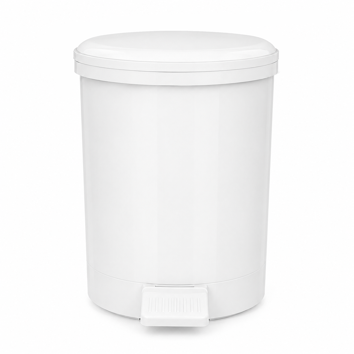 White 6 litre plastic pedal bin for bathroom, toilet, bedroom, office and small washroom waste disposal
