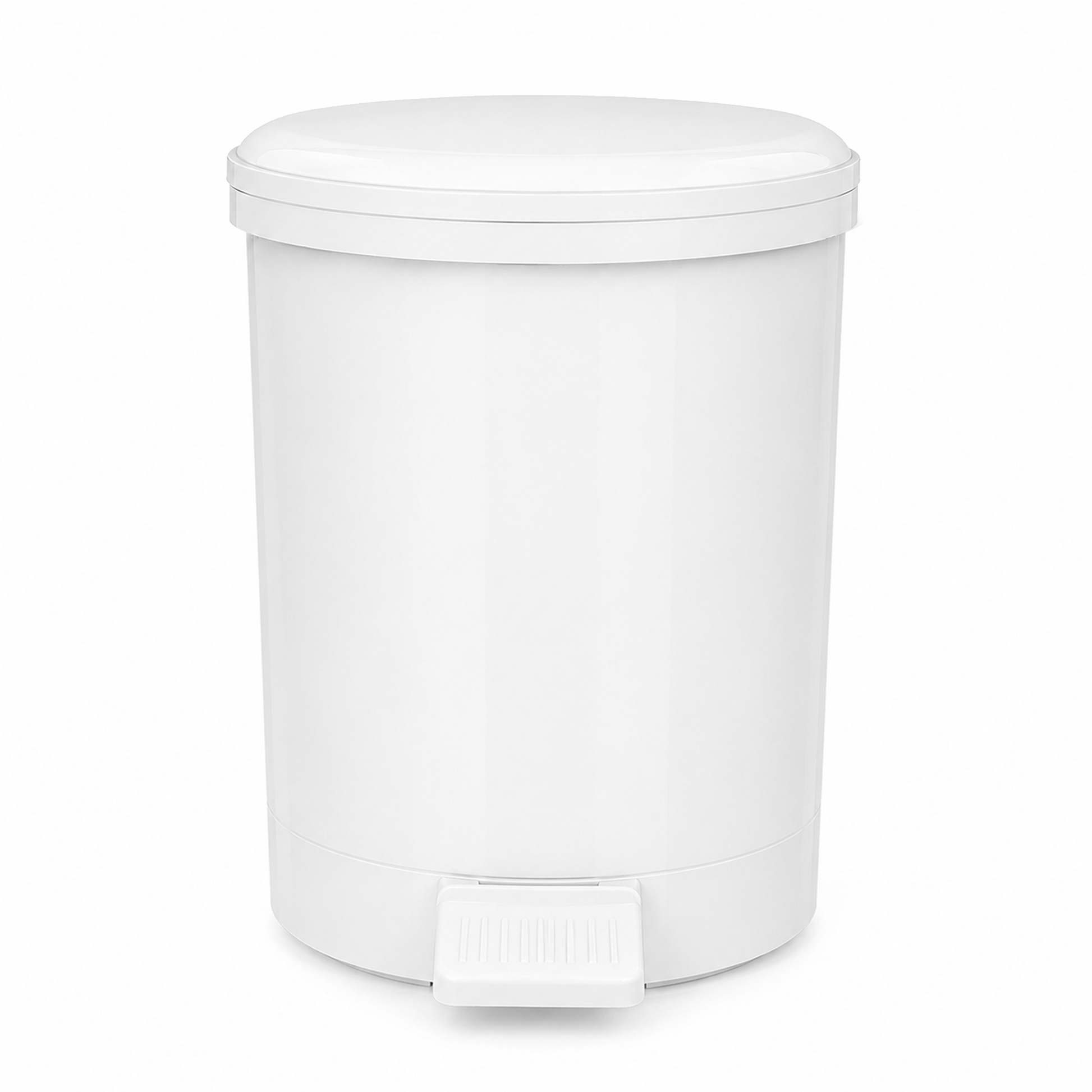 White 6 litre plastic pedal bin for bathroom, toilet, bedroom, office and small washroom waste disposal