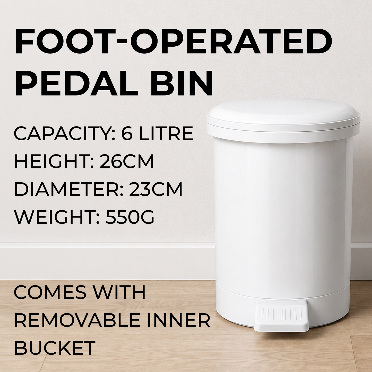 12 pack bathroom pedal bins with removable inner buckets for quick emptying, cleaning and facilities management
