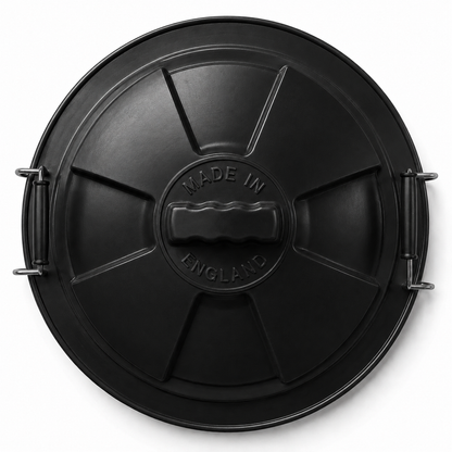 Black outdoor storage bin for garden waste recycling and rubbish
