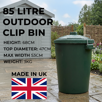 Green compost storage bin with locking lid for outdoor use
