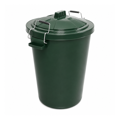 Green outdoor storage bin for garden waste recycling and rubbish