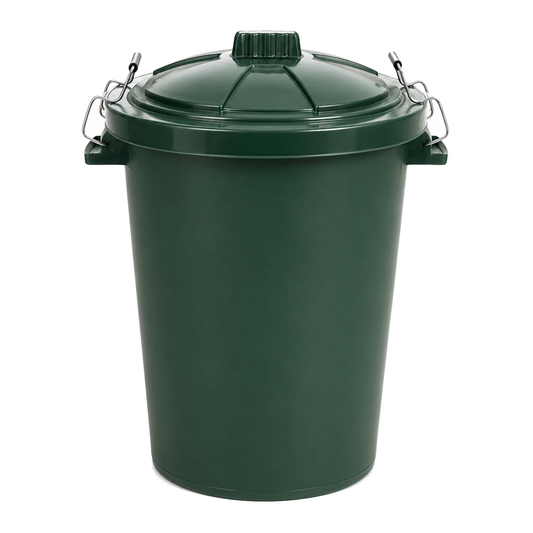 85 litre green garden waste bin with locking lid for outdoor storage