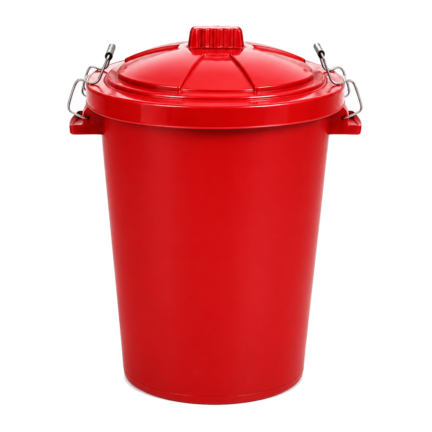 85 litre red garden waste bin with locking lid for outdoor storage