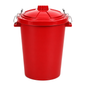 85 litre red garden waste bin with locking lid for outdoor storage