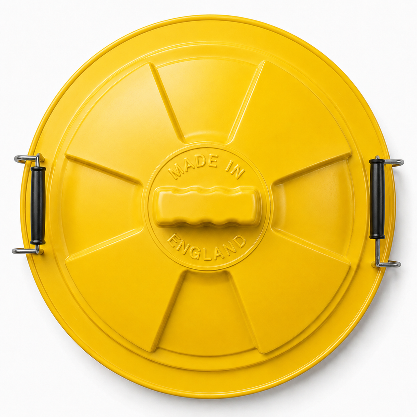 Yellow outdoor storage bin for garden waste recycling and rubbish
