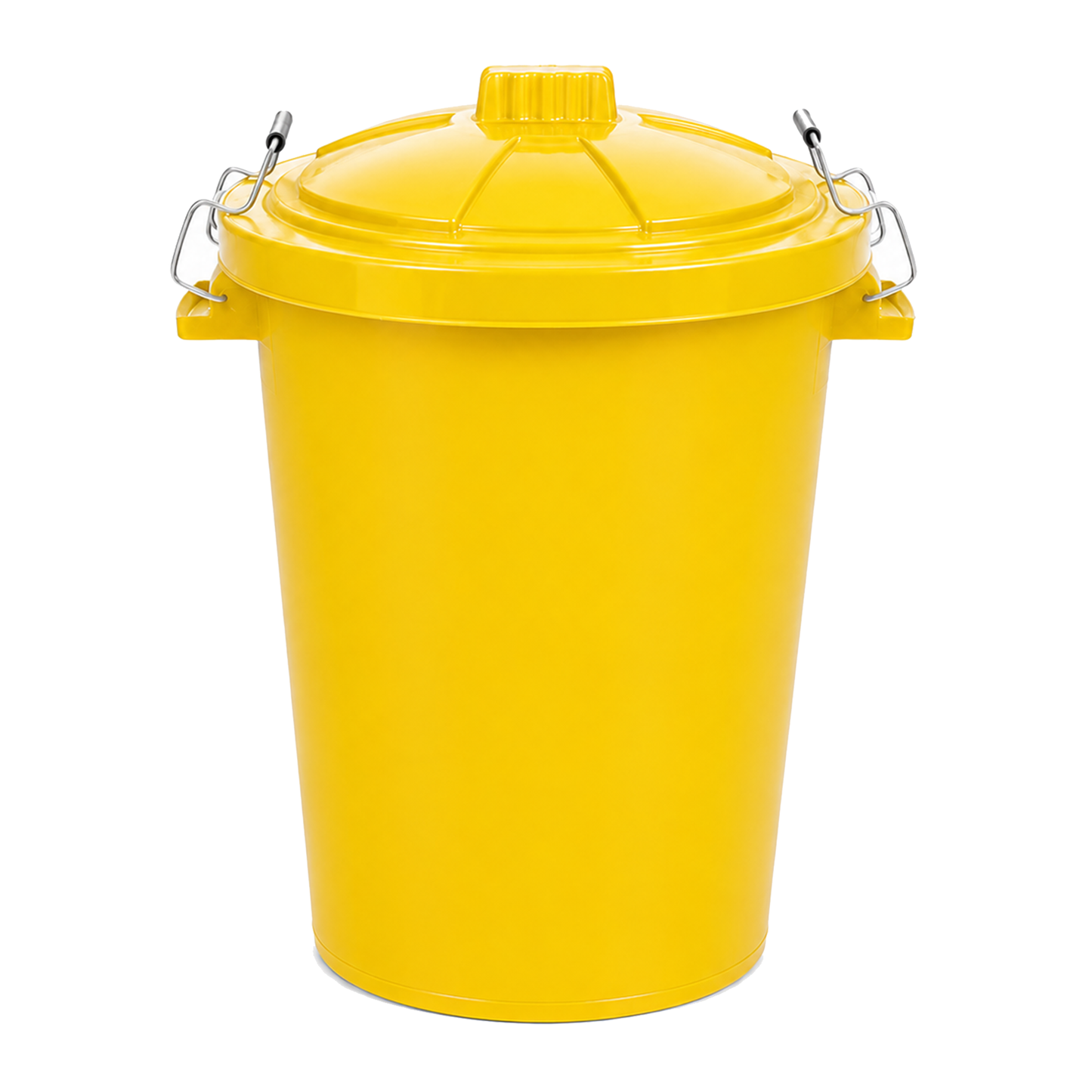 85 litre yellow garden waste bin with locking lid for outdoor storage