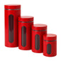 Stainless Steel Cannister with Glass Window & Airtight Lid, Cherry (4 piece) - Premium Food Storage Boxes from Chabrias Ltd - Just £27.99! Shop now at Chabrias Ltd