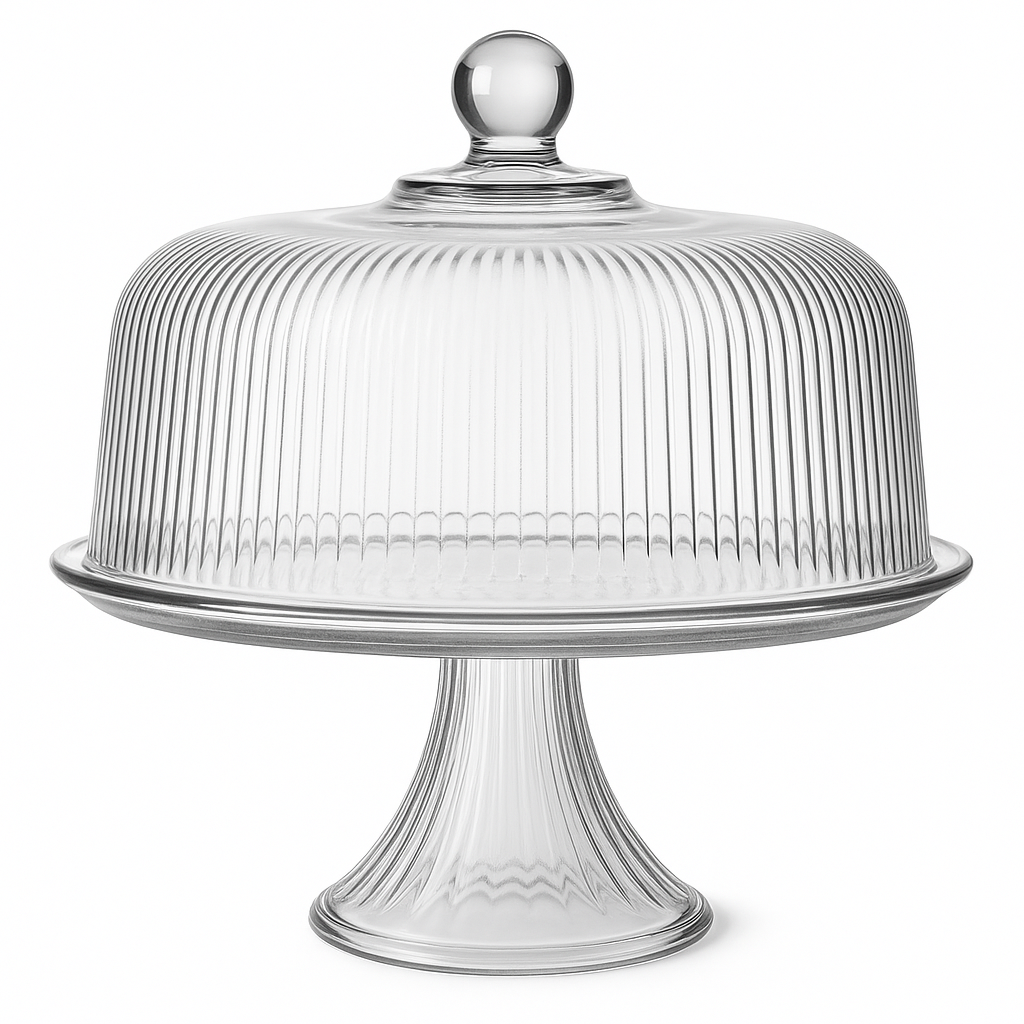 Monaco Cake Stand with Dome Plateau with Bell Jar, 28cm - Premium Home from Chabrias Ltd - Just £44.99! Shop now at Chabrias Ltd