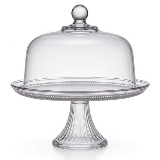 Canton Cake Stand with Dome Plateau with Bell Jar, 12" - Premium  from Chabrias Ltd - Just £44.99! Shop now at Chabrias Ltd