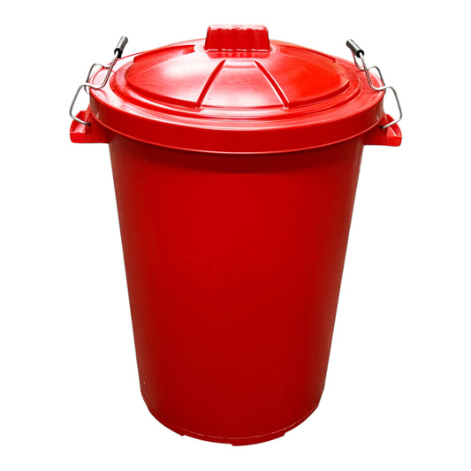 Heavy Duty Plastic Bin, With Locking Clip Lid, Red, 85L - Premium Bins from Chabrias Ltd - Just £29.99! Shop now at Chabrias Ltd