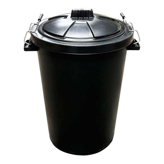 Heavy Duty Plastic Bin, With Locking Clip Lid, Black, 85L - Premium Bins from Chabrias Ltd - Just £29.99! Shop now at Chabrias Ltd
