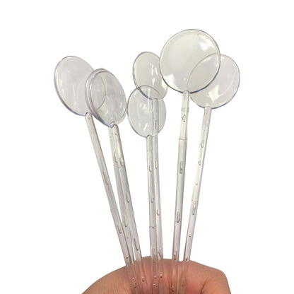 Clear UK Made Reusable Plastic Cocktail Disk Stirrers With Bubble Effect Stem - Premium Quality Stir Sticks for Mixing and Garnishing Drinks - Premium Kitchen from Chabrias Ltd - Just £8.54! Shop now at Chabrias Ltd