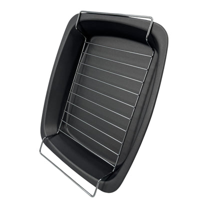 Non-Stick Roasting Pan & Rack 37cm - Premium Kitchen from Samuel Groves - Just £10.44! Shop now at Chabrias Ltd
