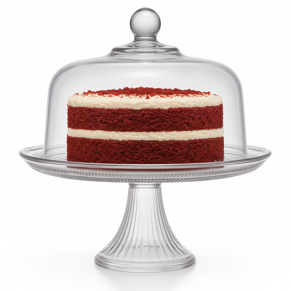 Canton Cake Stand with Dome Plateau with Bell Jar, 12" - Premium Glassware from Chabrias Ltd - Just £44.99! Shop now at Chabrias Ltd