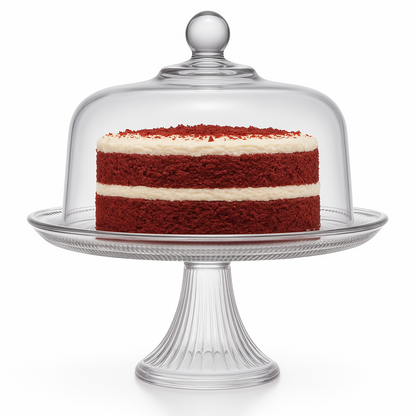 Canton Cake Stand with Dome Plateau with Bell Jar, 12" - Premium Glassware from Chabrias Ltd - Just £44.99! Shop now at Chabrias Ltd
