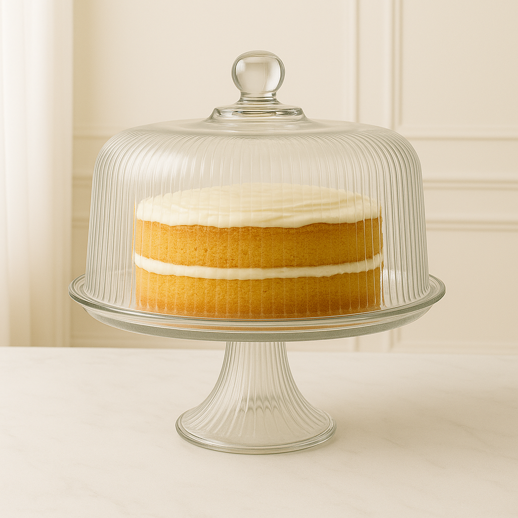 Monaco Cake Stand with Dome Plateau with Bell Jar, 28cm - Premium Home from Chabrias Ltd - Just £44.99! Shop now at Chabrias Ltd