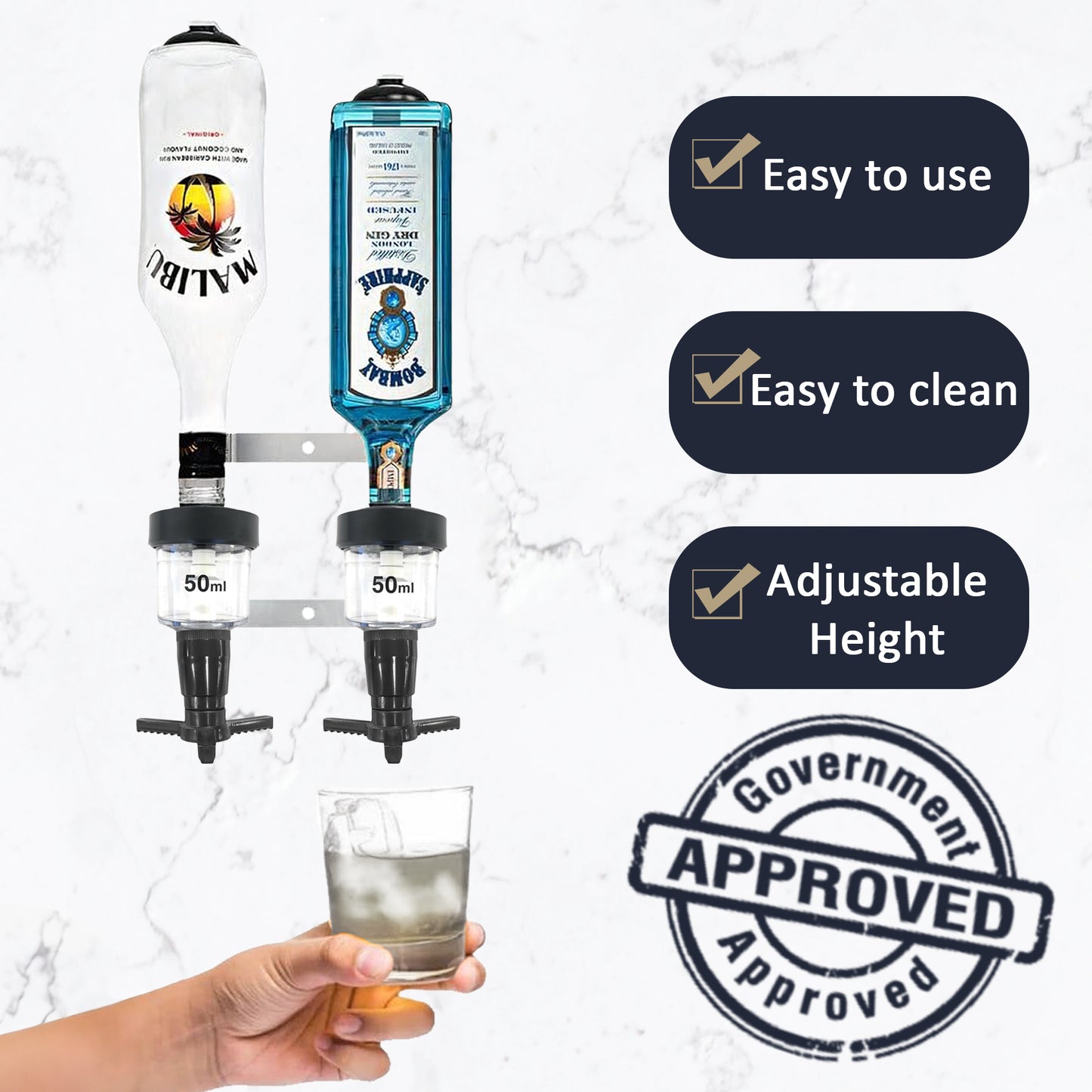 50ml Bar Optic Measure, Traditional Spirit Dispenser