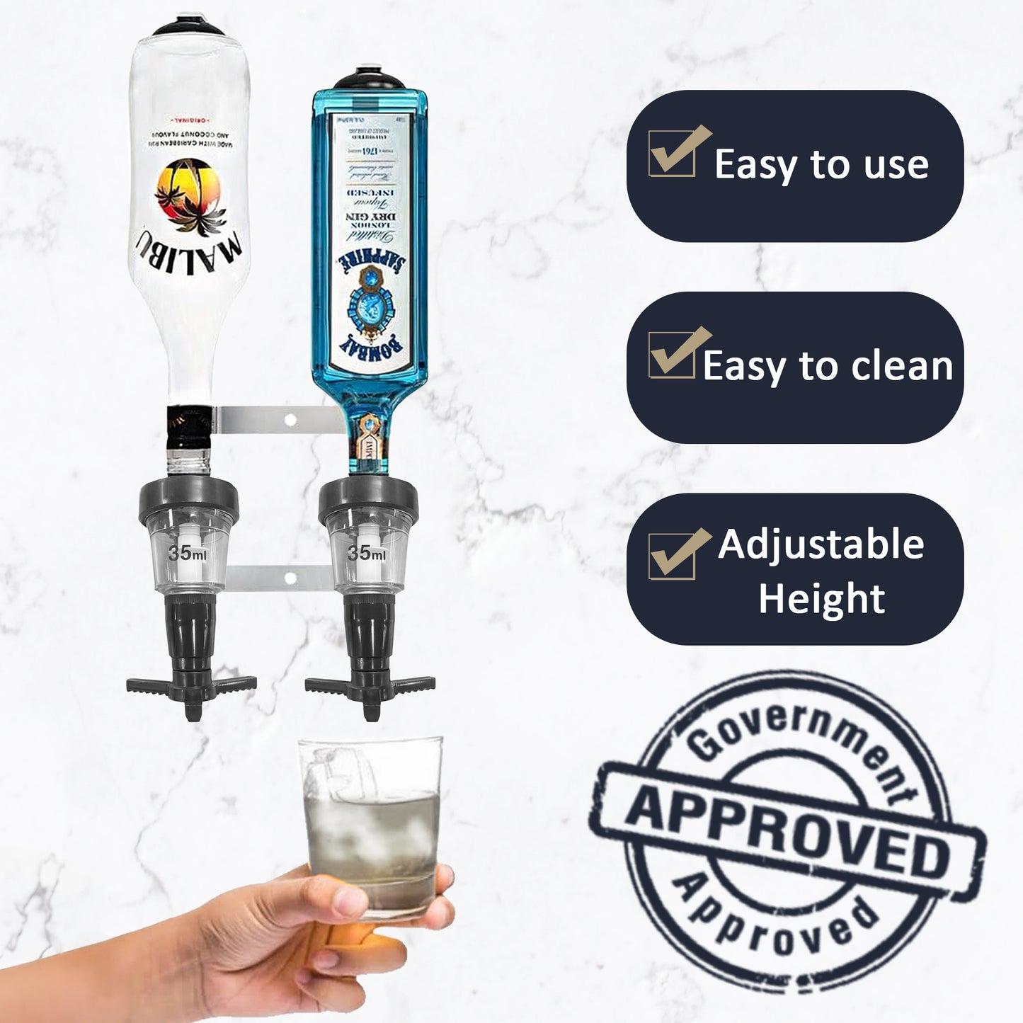 35ml Bar Optic Measure, Traditional Spirit Dispenser