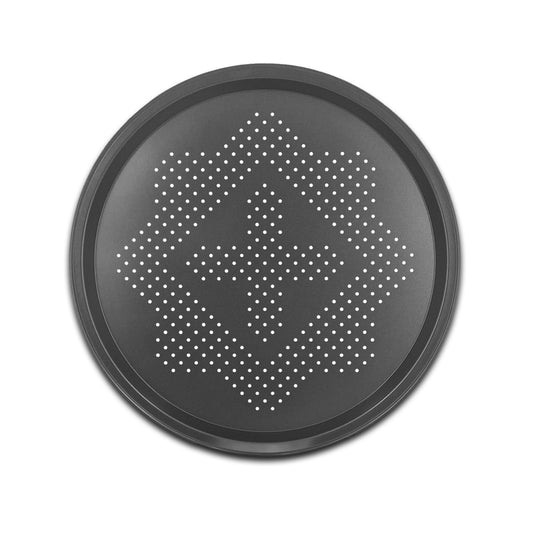 14.5” Perforated Pizza Pan & Chip Crisping Tray - Carbon Steel Non-Stick Pizza Tray for Crispy Bases