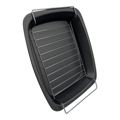 Non-Stick Roasting Pan & Rack 37cm - Premium Kitchen from Samuel Groves - Just £10.44! Shop now at Chabrias Ltd