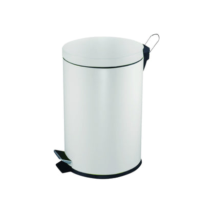 Steel Pedal Bin White, 12L - Premium Bins from Chabrias Ltd - Just £19.99! Shop now at Chabrias Ltd