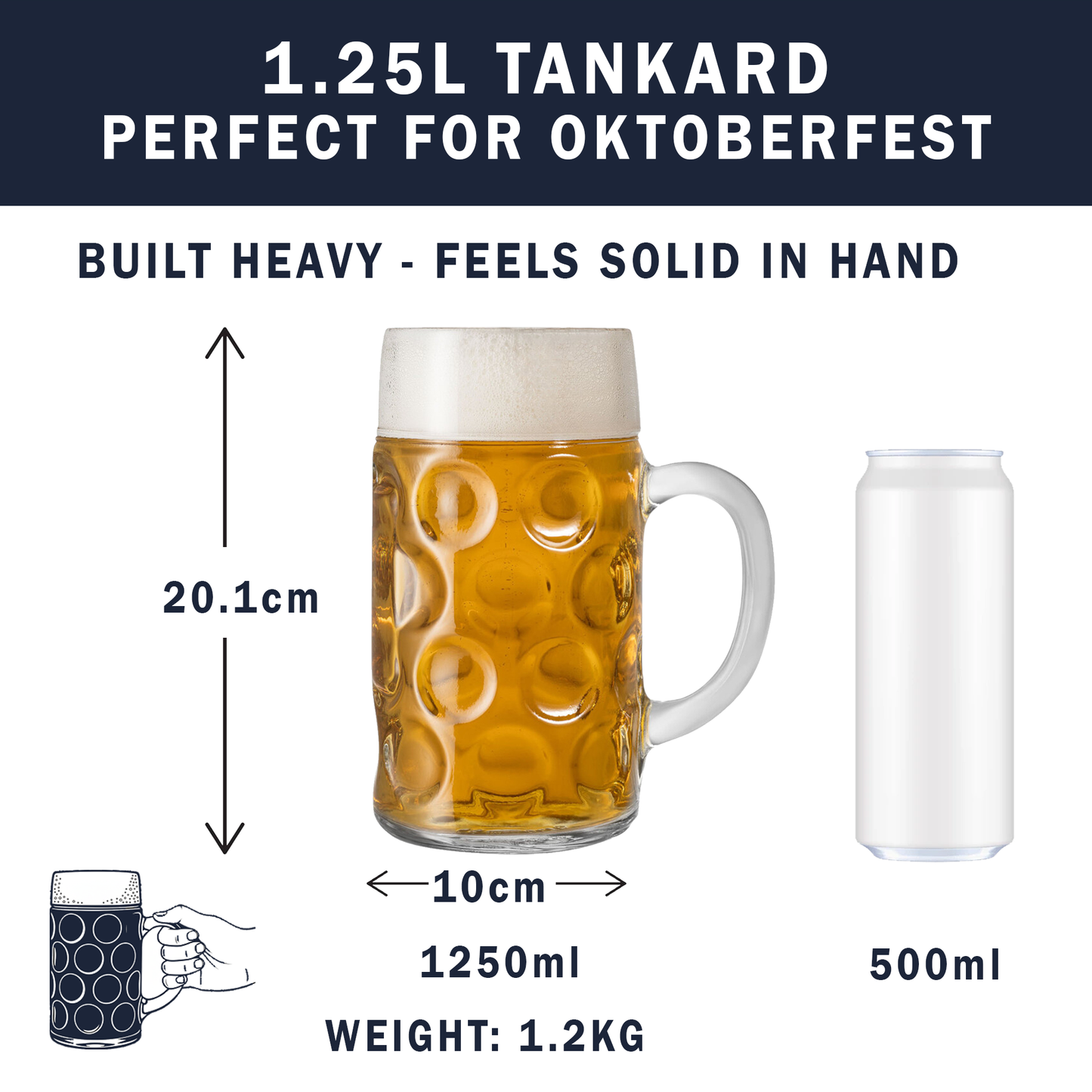 2 Pint German Beer Stein Glass – Dimpled Beer Mug | Oktoberfest Glass UK - Premium Home from Chabrias Ltd - Just £11.99! Shop now at Chabrias Ltd