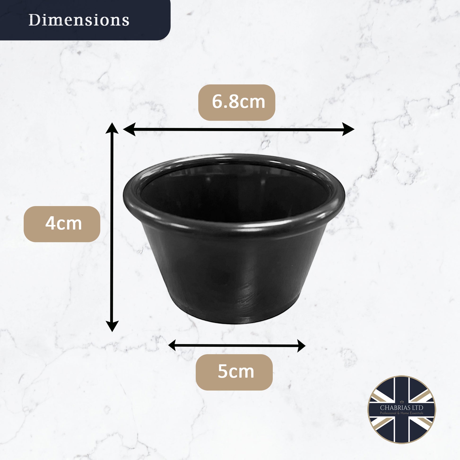 Black Plain Ramekins 1oz, 1.5oz, 2oz - Made in UK - Premium Ramekin from Chabrias Ltd - Just £11.99! Shop now at Chabrias Ltd