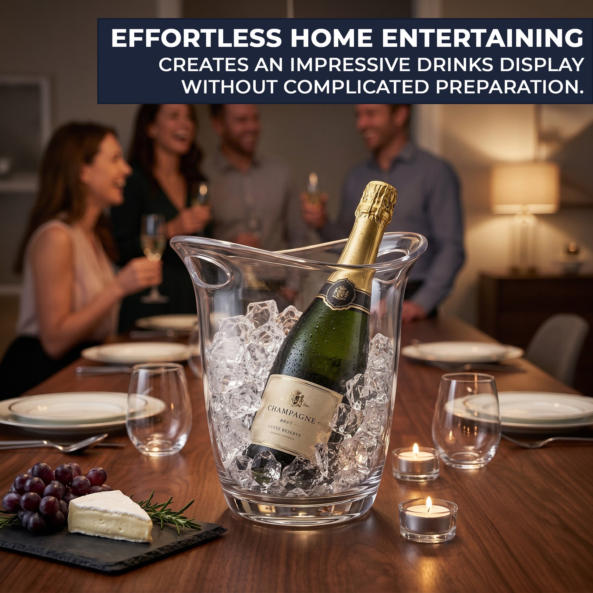 Clear wine bottle chiller for bars, weddings and home entertaining
