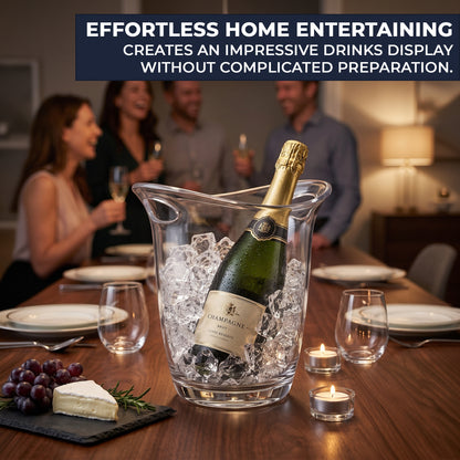 Clear wine bottle chiller for bars, weddings and home entertaining
