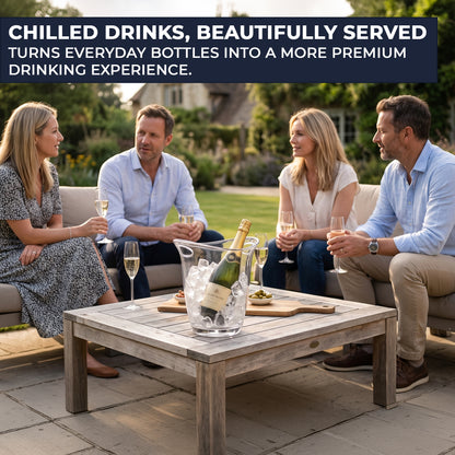 Clear wine cooler dimensions measuring 22 × 18.5 × 21 cm