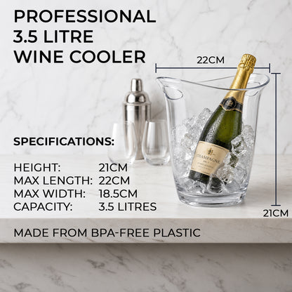 Clear Champagne bucket holding one 75 cl bottle with ice