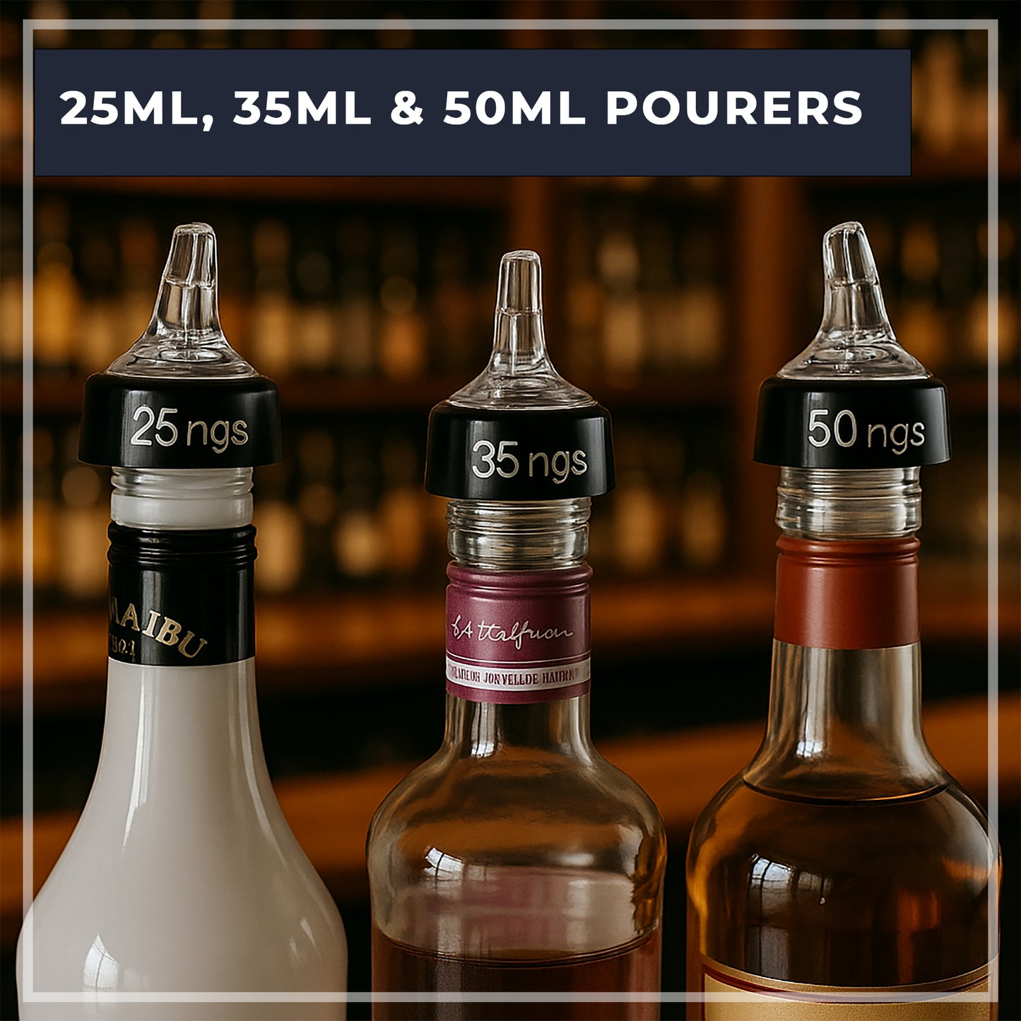 50ml Clear Measured Liquor Bottle Pourers UK Made 12 Pack