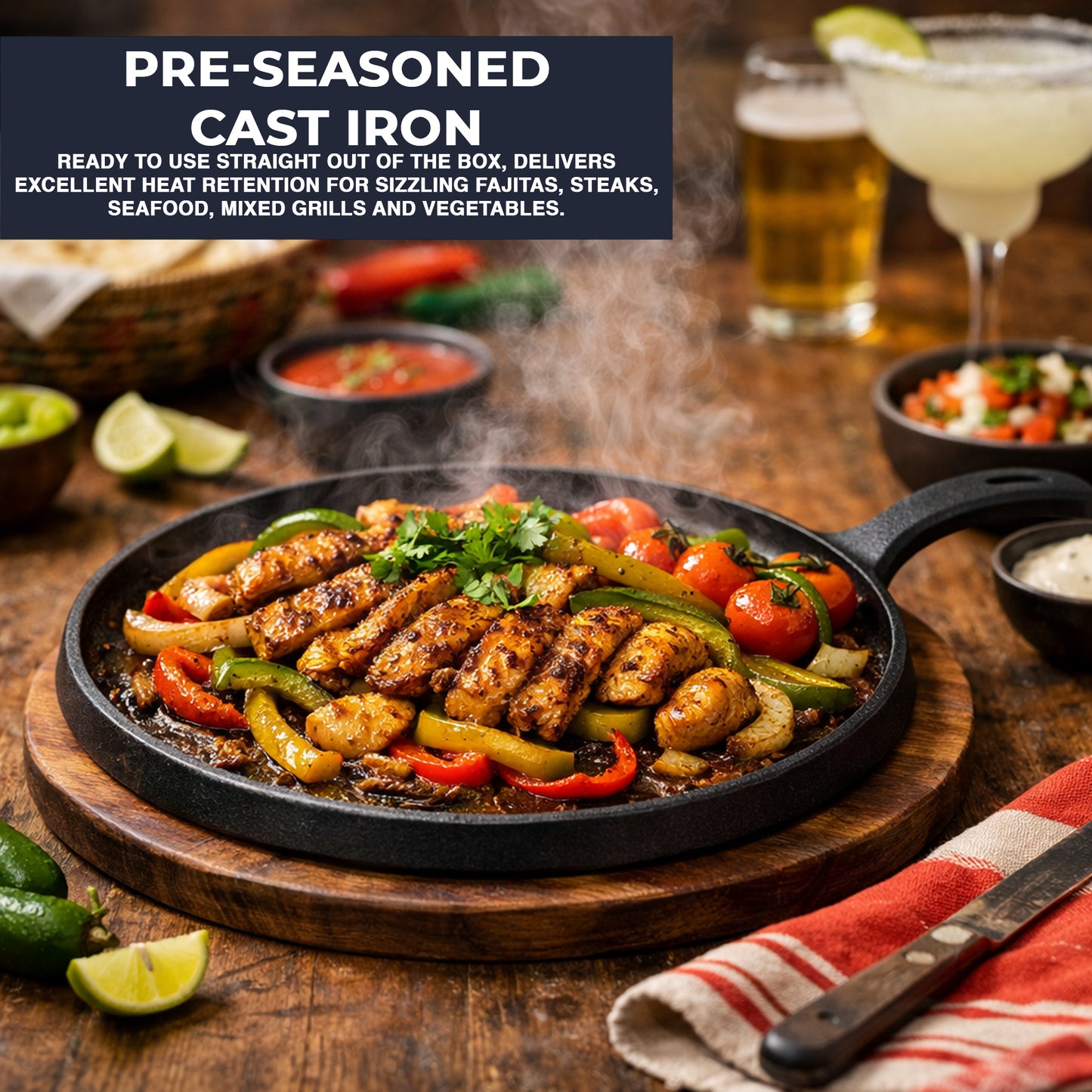 Cast Iron Round Skillet Pan, 23cm