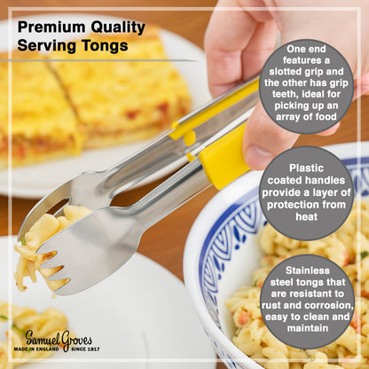 Le Buffet Stainless Steel Serving Tongs – Colour Coded Handles (Yellow) - Premium Kitchen from Chabrias Ltd - Just £7.99! Shop now at Chabrias Ltd
