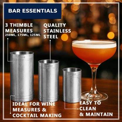 Stainless Steel Thimble Wine Measure 125ml, 175ml, 250ml, Drinks Measure, Government Stamped - Premium Kitchen from Chabrias Ltd - Just £14.99! Shop now at Chabrias Ltd