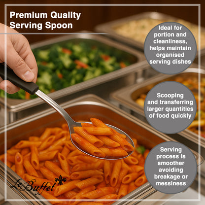 Le Buffet Serving Spoon 30cm – Stainless Steel with Heat-Resistant Handle (Black) - Premium Kitchen from Chabrias Ltd - Just £7.99! Shop now at Chabrias Ltd