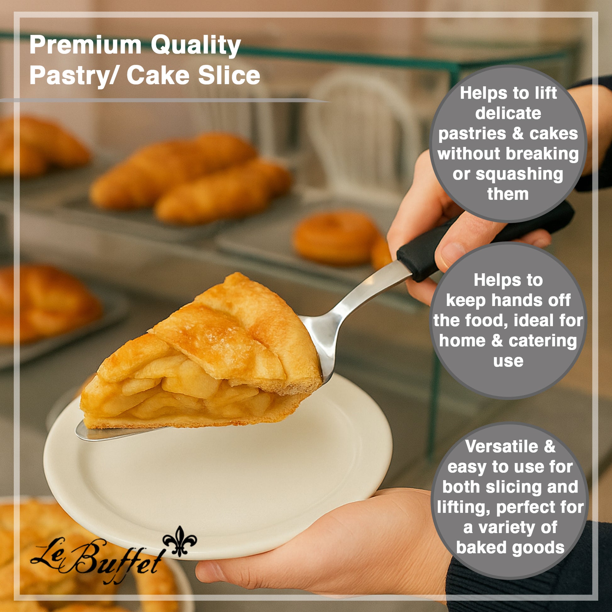 Le Buffet Cake & Pie Server – Stainless Steel with Heat-Resistant Handle (Green) - Premium Kitchen from Chabrias Ltd - Just £7.99! Shop now at Chabrias Ltd